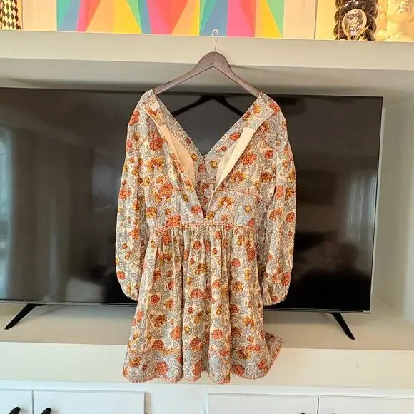 Zimmermann Andie Buttoned Floral Linen Mini Dress Long Sleeve 3 Large - Picture 15 of 16